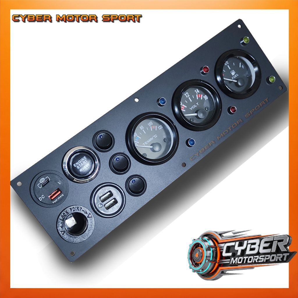Indikator dashboard mobil universal 12v Water temperatur fuel meter volt meter USB fastcharging sakl