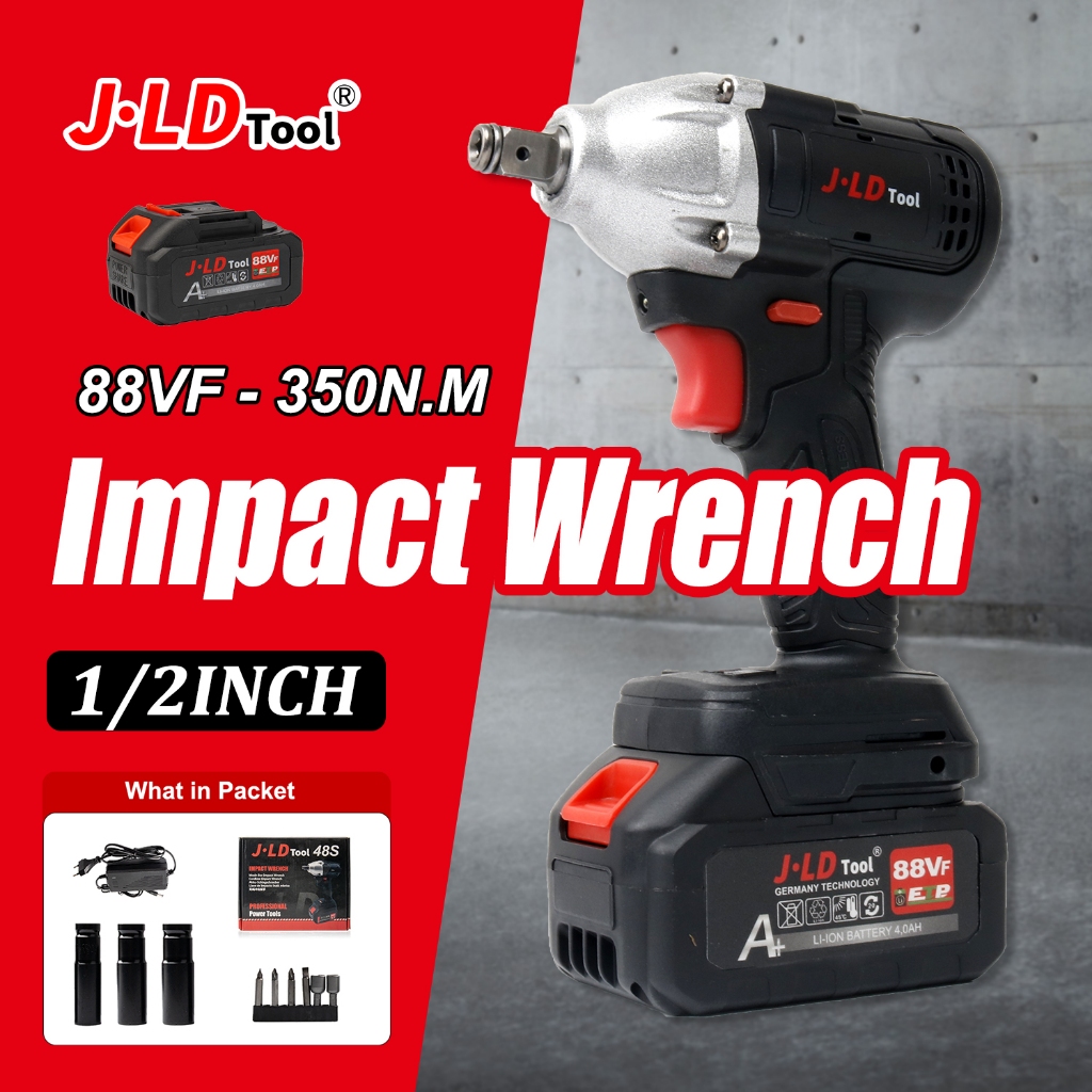 JLD Cordless Impact Wrench 48S,brushless impact baterai,350N.M impact pembuka baut,88V impact batera