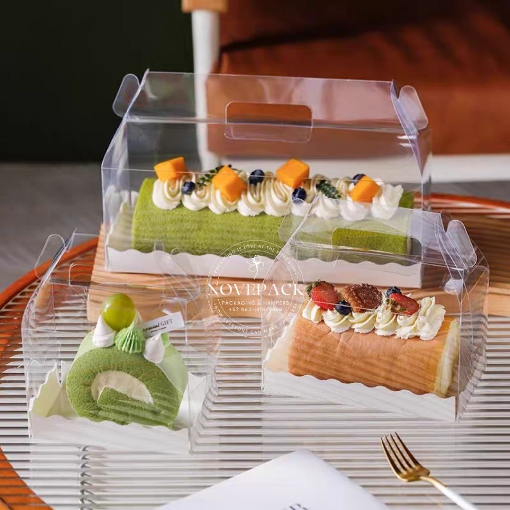 (5 PCS) GABLE BOX MIKA TRANSPARAN/ GABLE BOX ROLL CAKE BOLU GULUNG BOGUL/ GABLE BOX CUPCAKE/ GABLE B
