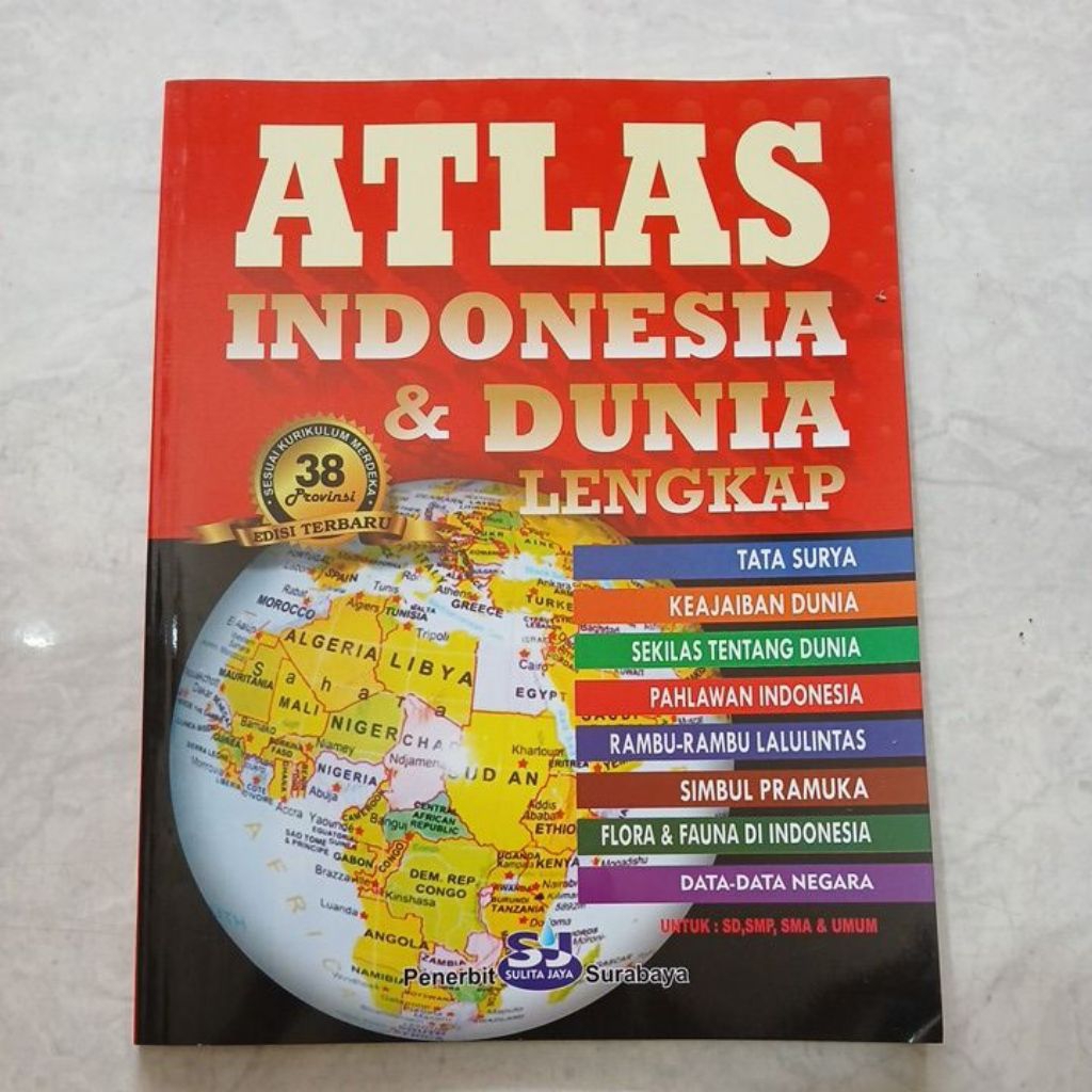Atlas Besar Atlas Indonesia & Dunia Lengkap 38 Provinsi Edisi Terbaru