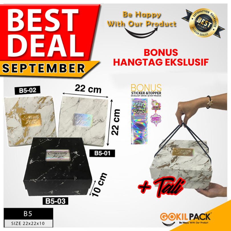 

GOKILPACK - Box Kado Uk 22x22x10 Cm - Box Hadiah Motif Marble - B5