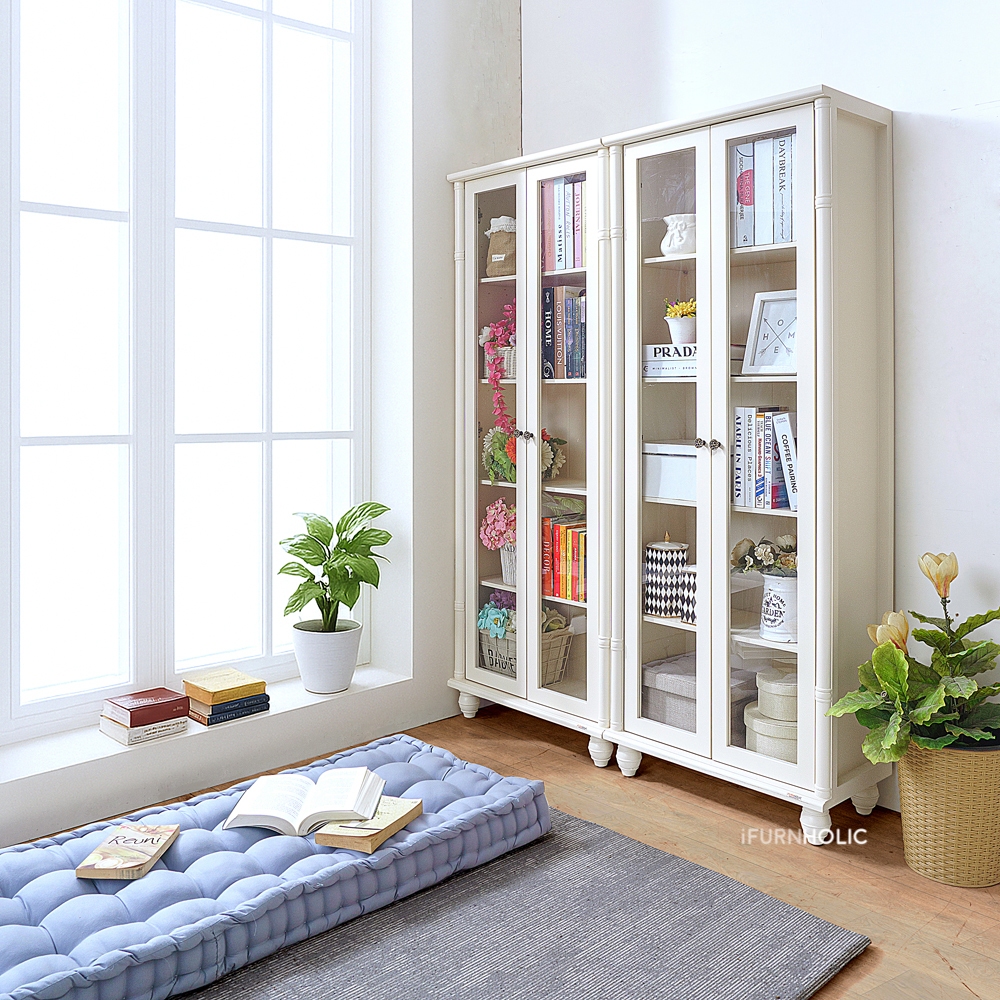 IFURNHOLIC Jeniffer Cupboard with glass door I Lemari Pajangan Kaca I Rak Display Kaca | Lemari Dapu