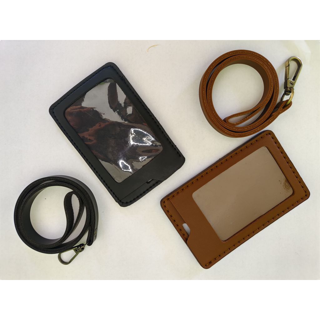 

Nametag ID Card Holder Custom Logo dan Tulisan / Layer Lanyard ID Card kulit Sintetis custom