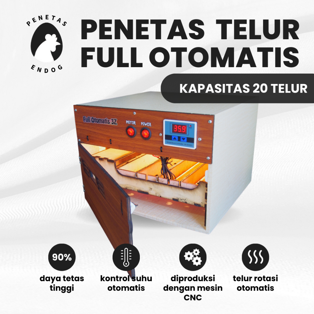 Mesin Penetas Telur Full Otomatis Digital Kapasitas 20 Telur Penetas Ndog