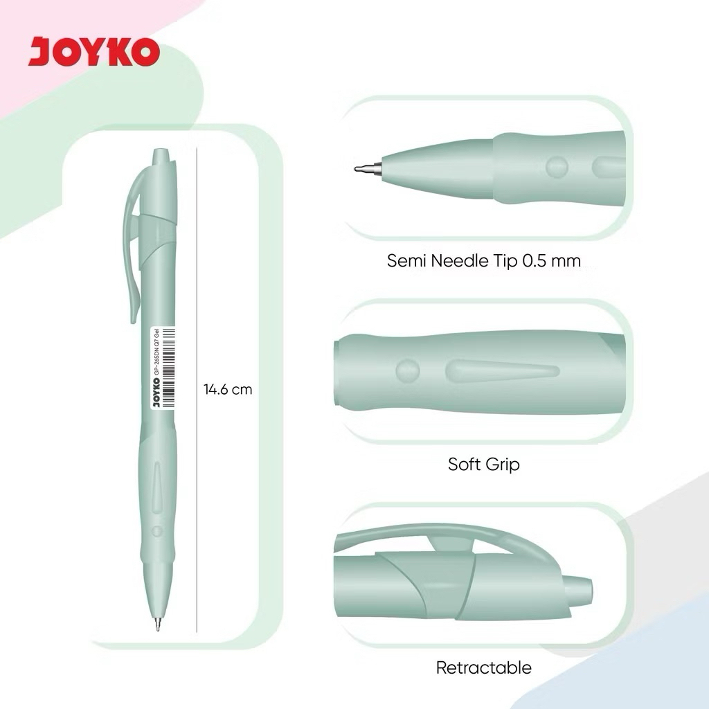 

Joyko GP265DN Retractable Gel Pen Hitam Ink / Q7 Gel Pen Cetrek / Pulpen Q7 Jel Cetek Semi Needle