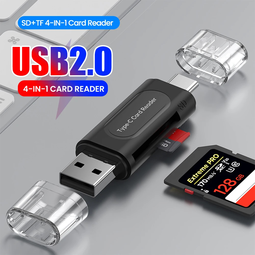 Card Reader Usb 2.0 Pembaca Kartu Memory Micro Sd Tf Card Dual Port Usb A Type C Otg Universal
