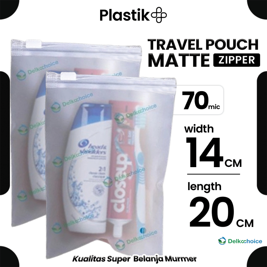 Plastik Travel Pouch Zipper Bag 14cm x 20cm 70 Micron Premium Kantong Organizer Matte - Delkochoice