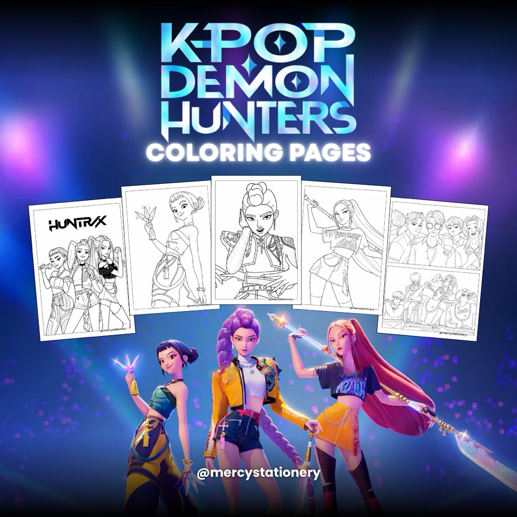 

20 + 5 Lembar - Kertas Mewarnai A5 Anak Tema Trend Huntrix Kpop Demon Hunter Disney Princess Little Pony Kawai Boys Girls Marvel Superhero