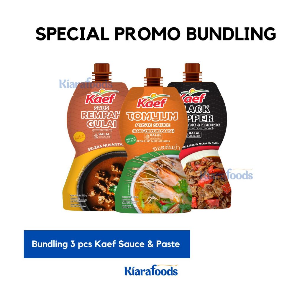 

PROMO SPESIAL | 3pcs Bumbu (Blackpepper, Tomyum, Gulai) | Bundling Saus dan Pasta | Bundling Terbatas