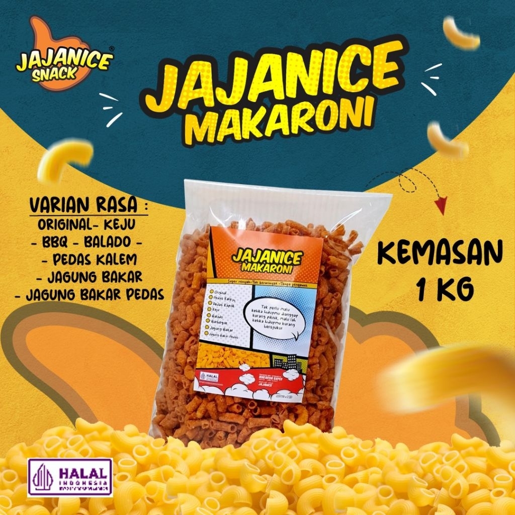 

JAJANICE SNACK KEMASAN 1KG MAKARONI RENYAH TAK BERMINYAK | MAKARONI PEDAS | MAKARONI HALAL| SNACK MAKARONI PEDAS | SNACK KEKINIAN | MAKARONI GURIH