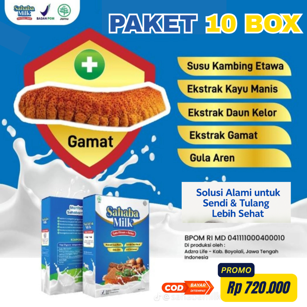 

SAHABAMILK - 10 Box Susu Etawa 100% Original Atasi Nyeri Sendi Dan Tulang