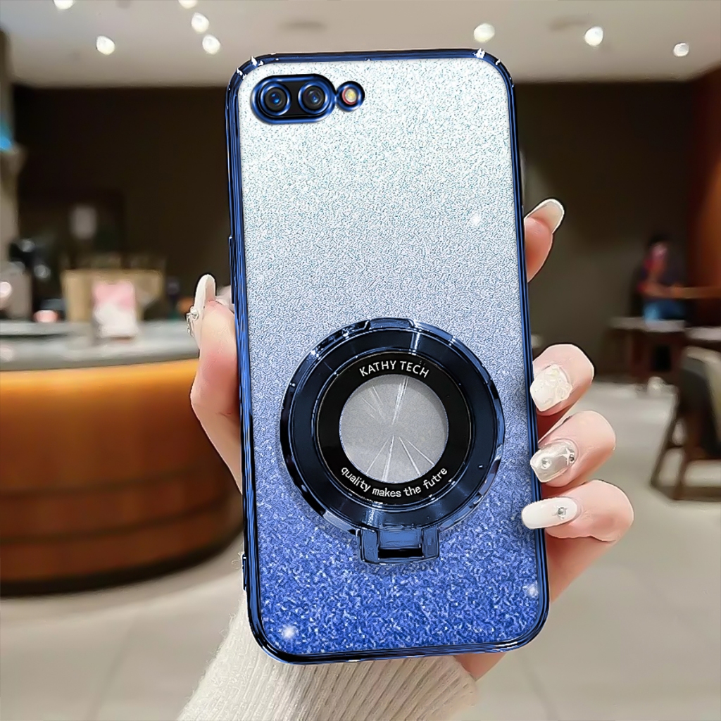 Case Oppo A3S Softcase Glitter Luxury With Ring Magnetic Holder