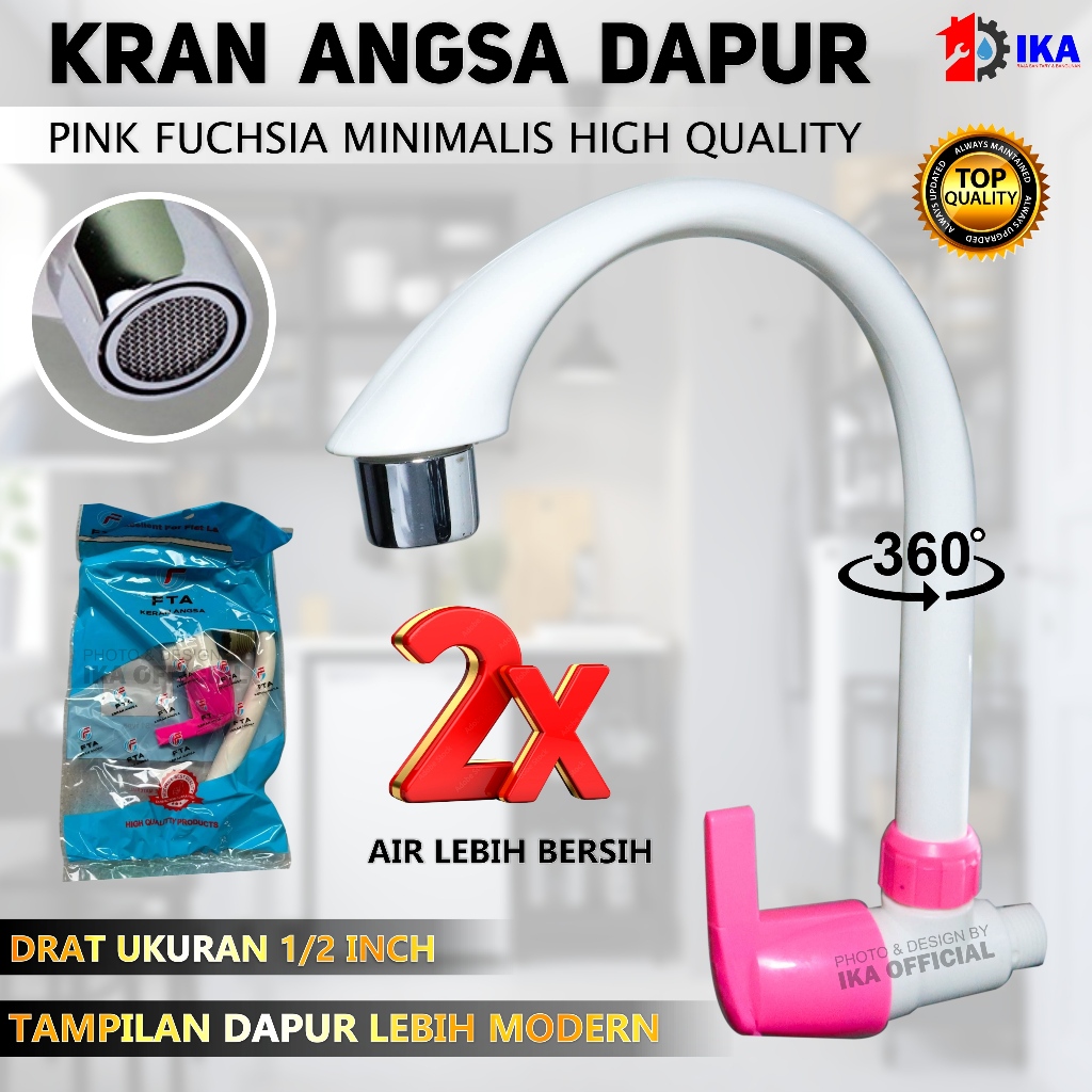 Kran Angsa Warna Pink Fuschia PVC Baling Engkol CAB / Keran Wastafel Cuci Piring Dapur Westafel 1/2"