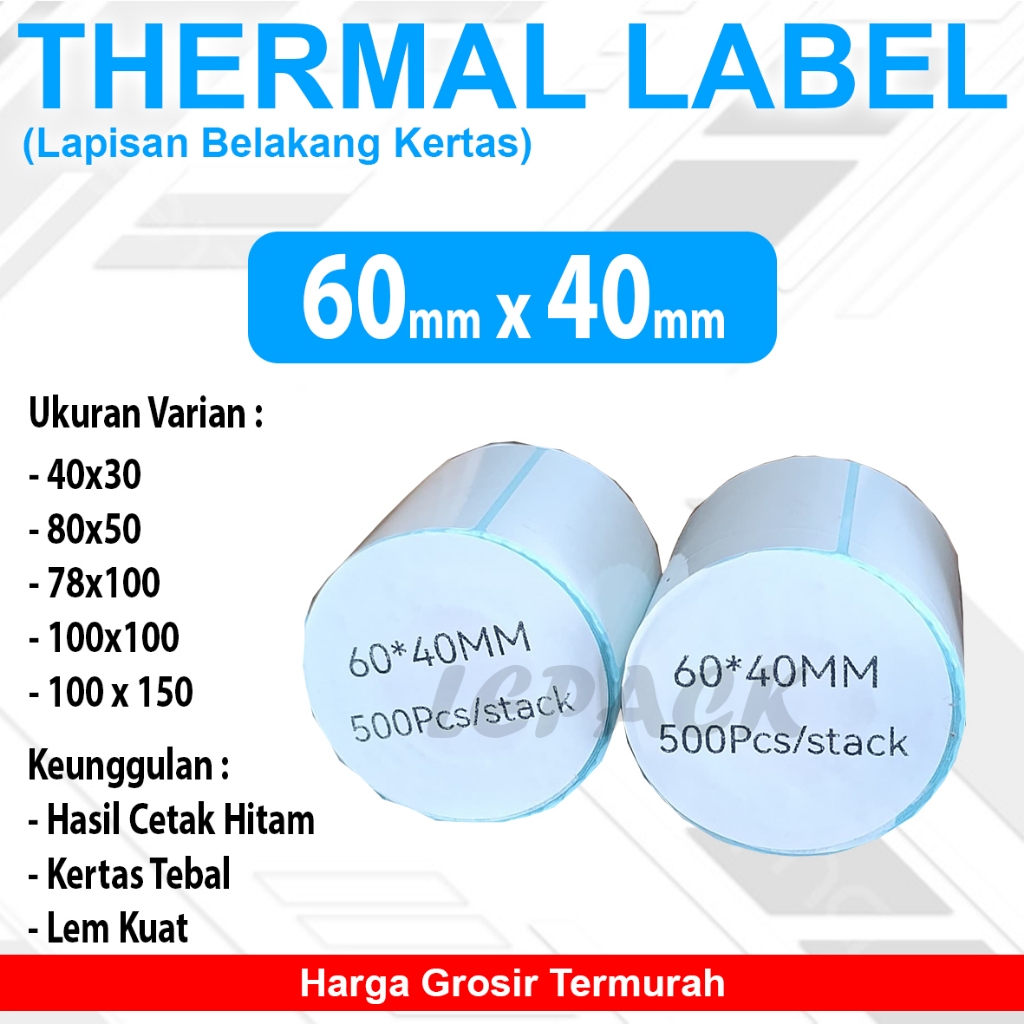 

Label Stiker Thermal 60x40 mm isi 500 pcs WATERPROOF, Stiker Label Resi OLSHOP