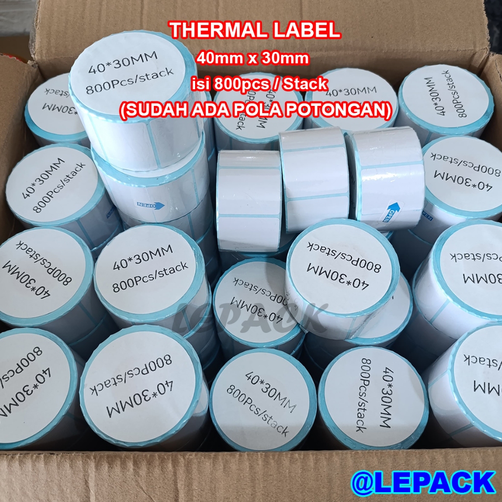 

DUS Label Stiker Thermal 40x30 mm isi 800 pcs WATERPROOF, Stiker Label Resi OLSHOP