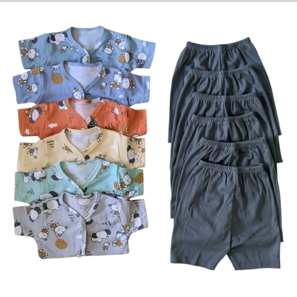 Setelan Bayi Lengan Pendek Ayomi – Baju Motif Lucu + Celana Pendek