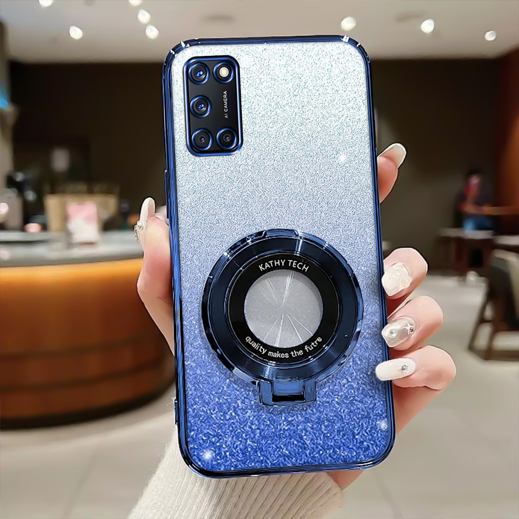 Case Oppo A52, A92 Softcase Glitter Luxury With Ring Magnetic Holder