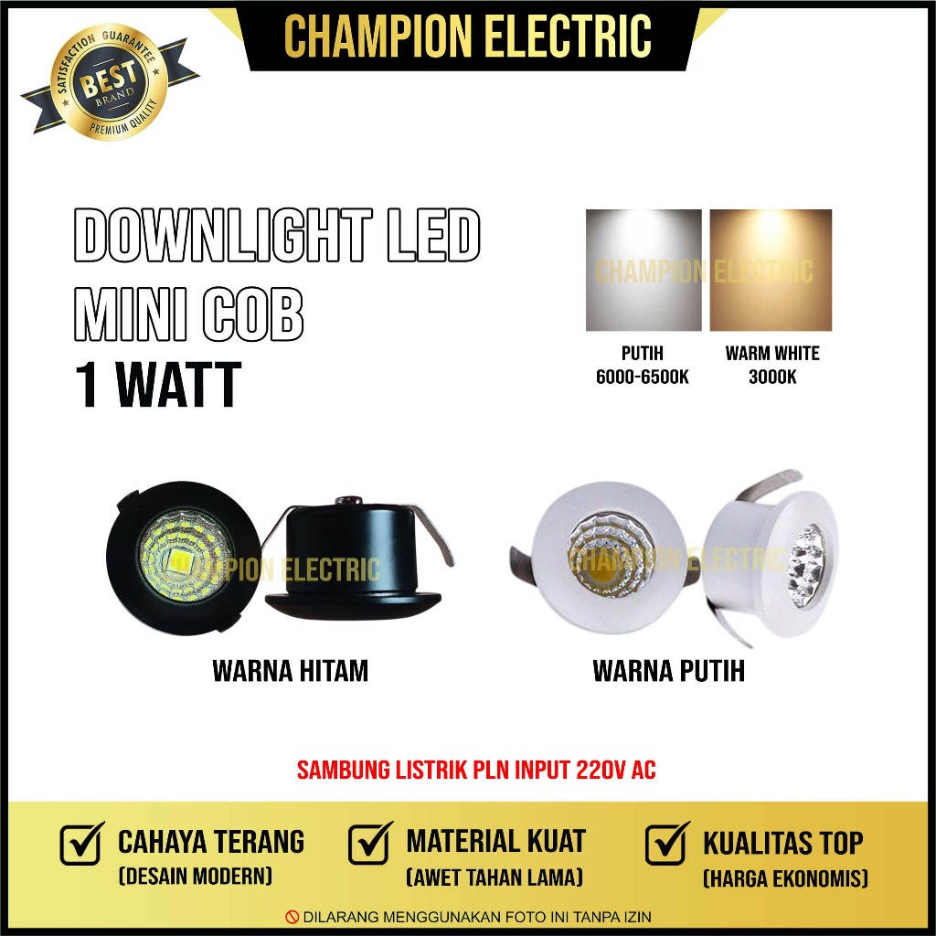 Lampu Downlight LED Mini 1W COB Spotlight Plafon Ceiling Hias Lemari Dinding