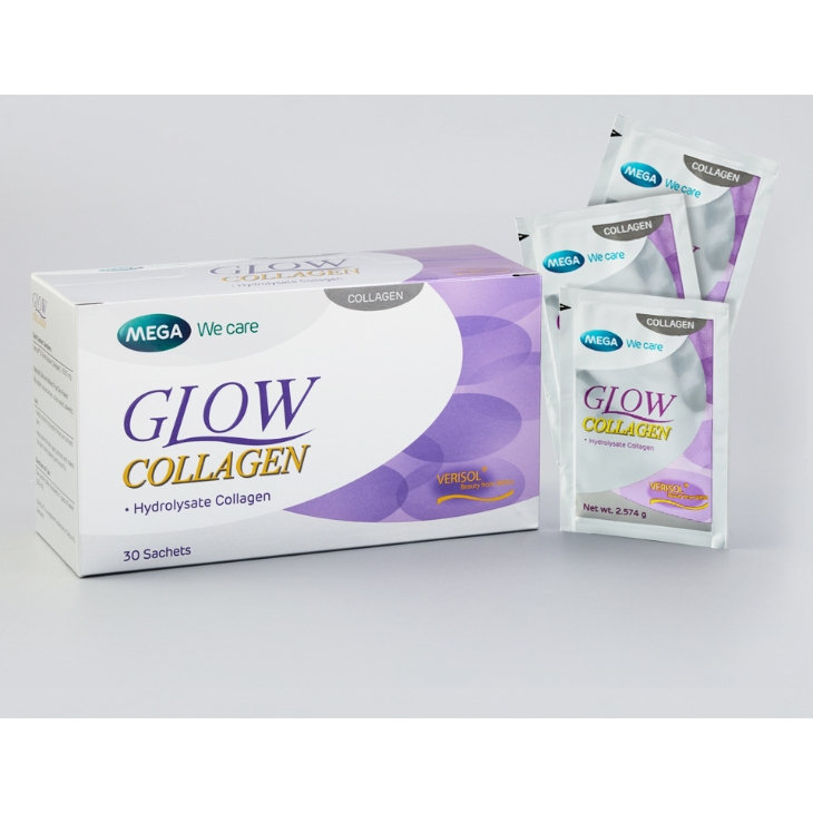 Glow Collagen Box 30's Sachet Mega - Collagen 1500mg / Vitamin Kulit