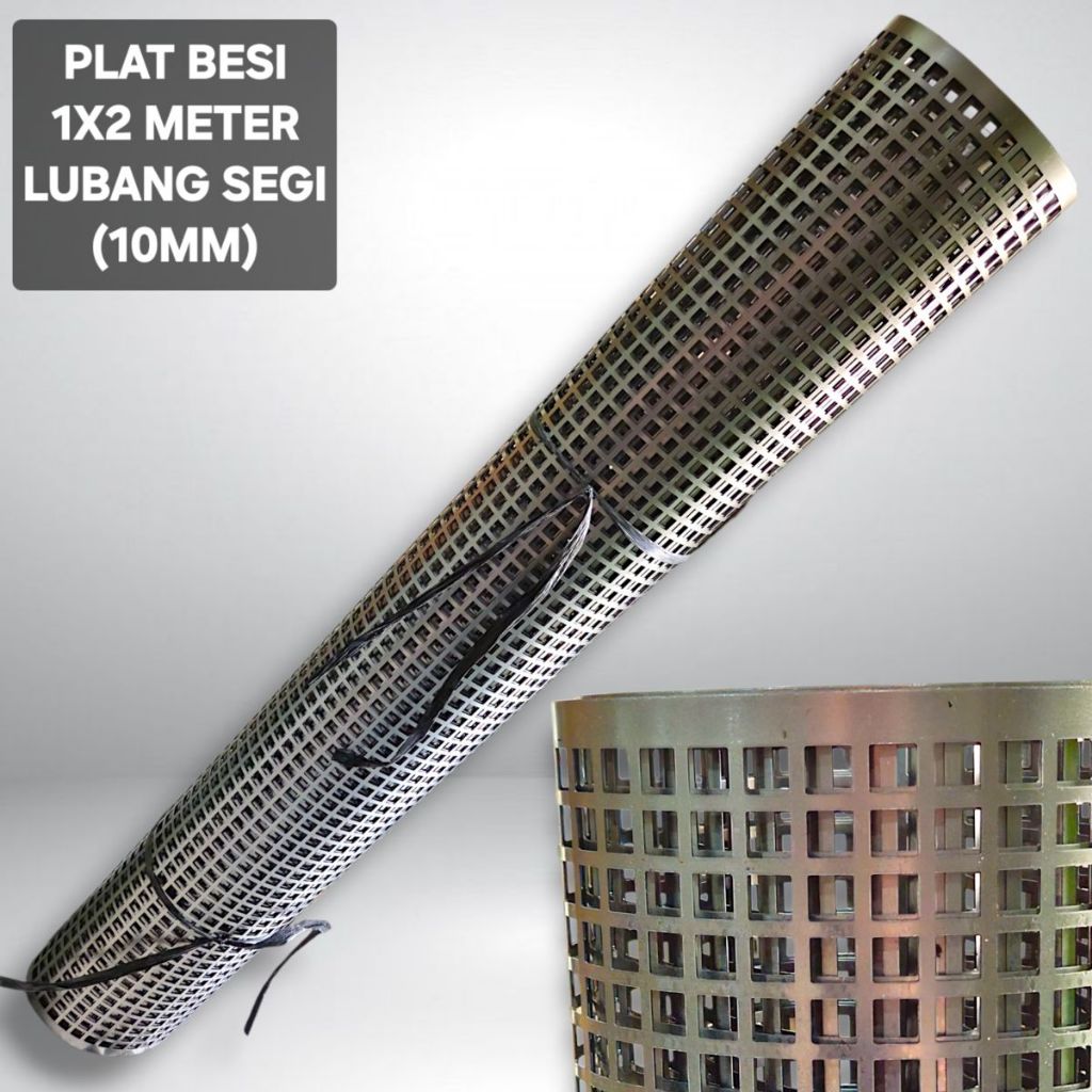 Plat Besi Grill box speaker 1x2 meter (100 x 200 CM) Lubang Kotak / Segi 10mm