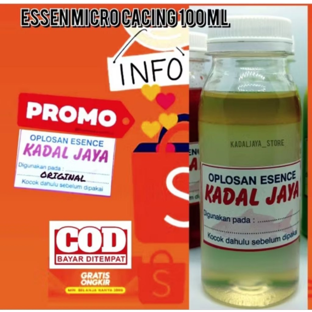 ESSEN MICRO CACING KADAL JAYA 100 ML Essen berbagai varian original kadal jaya untuk ikan mas , nila