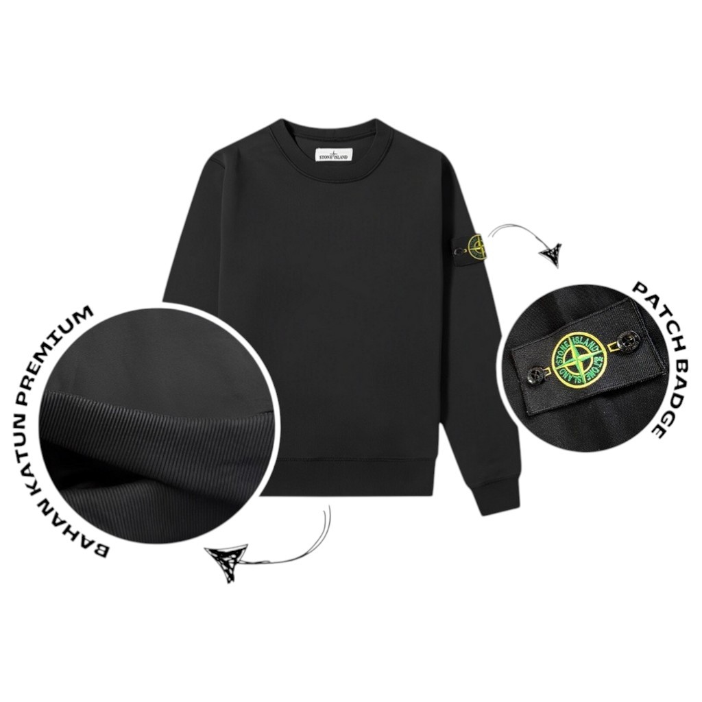 Sweater Crewneck Polos Bed kiri Bordir & Full Tag Bahan Katun hoodie untuk Pria Wanita Like New