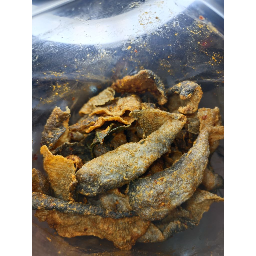 

KERIPIK KULIT IKAN PATIN VARIAN BARU RASA BALADO PEDAS MANIS GURIH UKURAN 100 GRAM