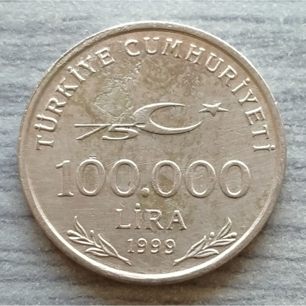 Koin Kuno Turki 100000 Lira tahun 1999 Kemal Attaturk masa inflasi