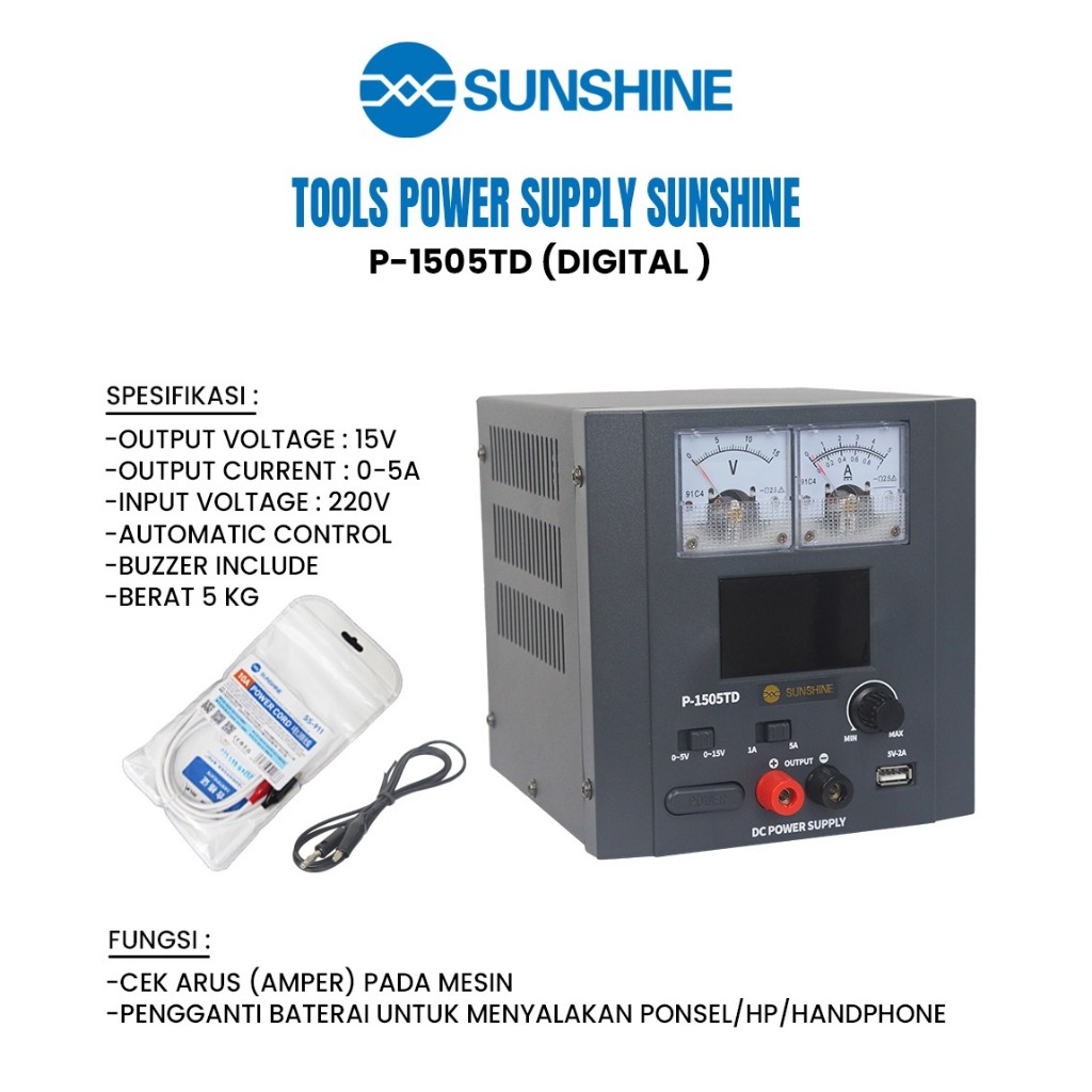 POWER SUPPLY SUNSHINE P-1505TD 5 AMPERE