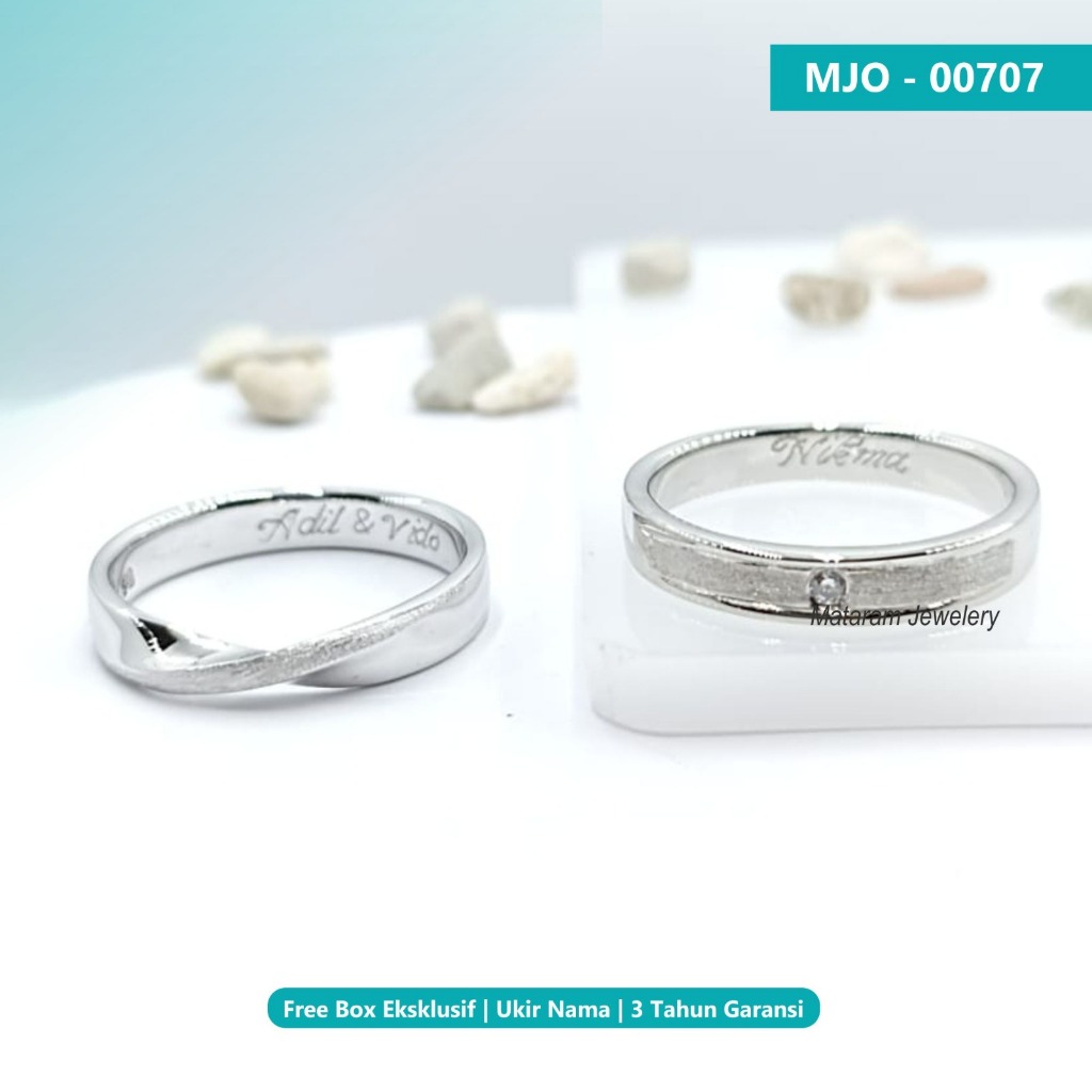 Cincin Kawin Couple Emas Putih 5% & Platinum 5% -Bebas Request Model Cincin Custom Mataram Jewellery