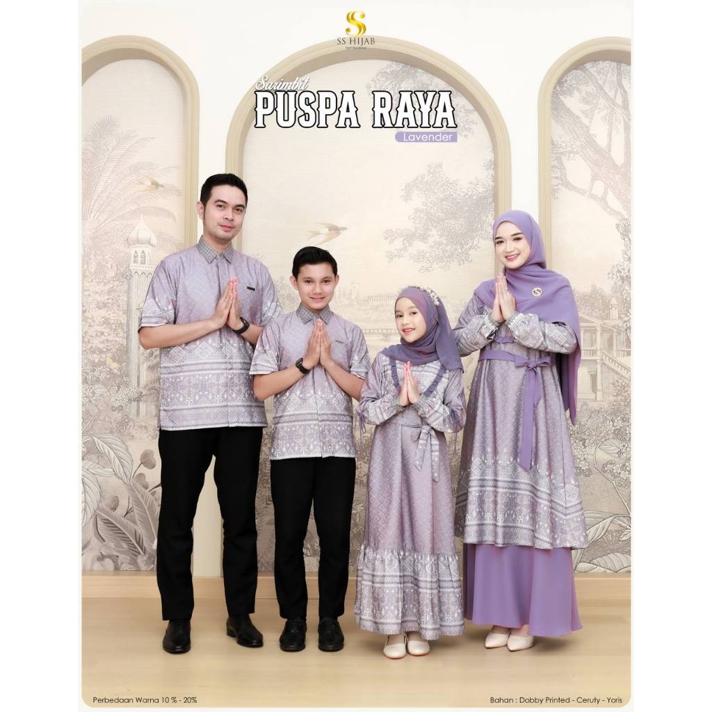 [PO s/d 5 September] SARIMBIT PUSPA RAYA 'LAVENDER' BY SS HIJAB - Family set - Family series 2026 - 