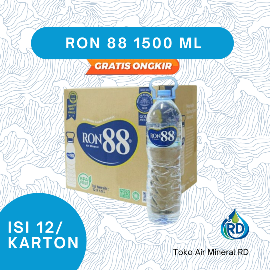 

RD - RON 88 Botol 1500 ML 1 Dus - Isi 12 x 1500 ML - Air Minum Mineral Botol