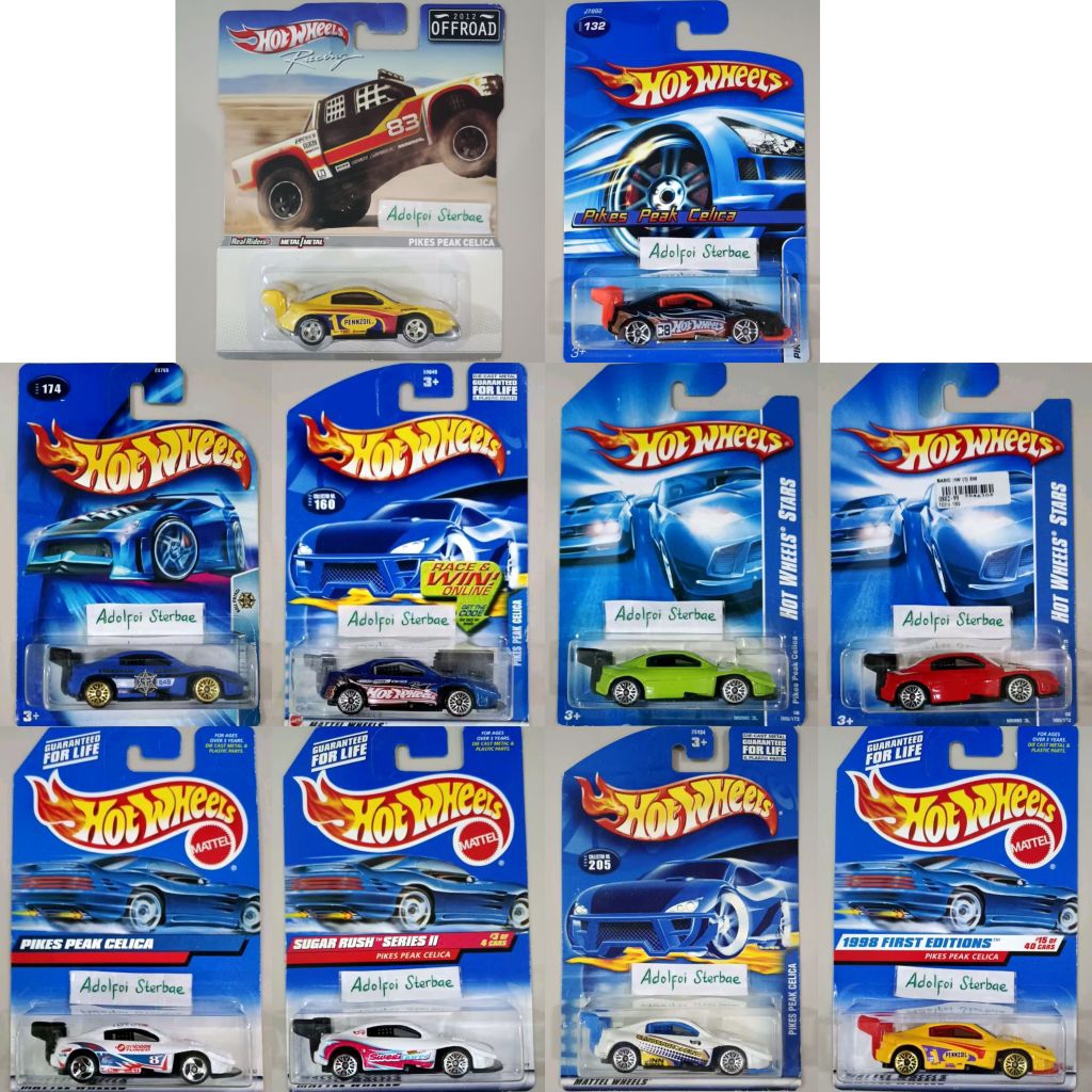 hotwheels hot wheels pikes peak celica sugar rush series II web trading cars 1998 first editions pen
