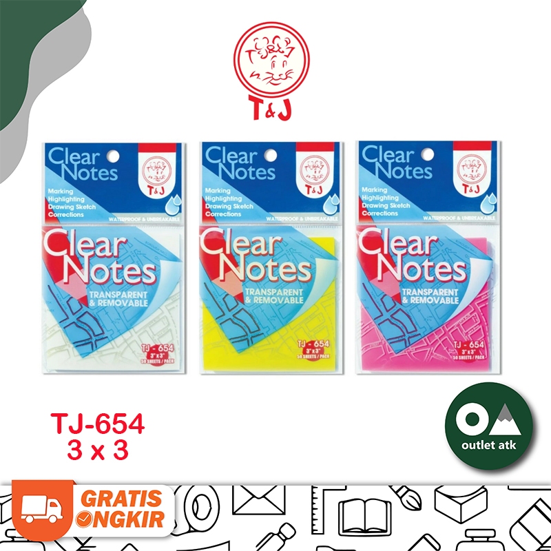 

TJ Clear Notes 3 x 3 TJ-654 Tom & Jerry Sticky Memo Transparent