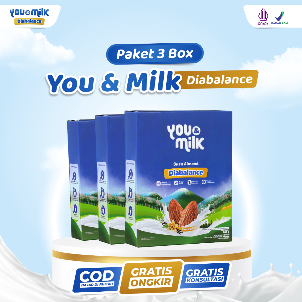 

Paket 3 Box Susu You and Milk Diabalance Susu Almond Herbal Bantu Mengurangi Kadar Gula Darah Dalam Tubuh Mencegah Diabates Cocok untuk Penderita Diabates