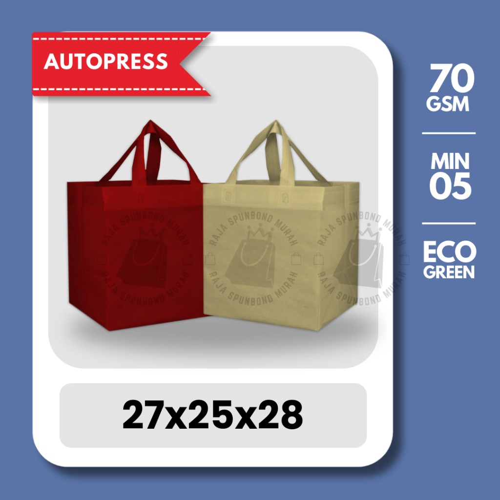 

AUTOPRESS BOX 70GSM Tas Box Spunbond Goodie Bag 27x25x28 Souvenir Promosi Murah Tebal