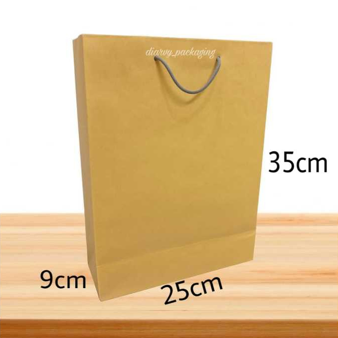 

Paperbag Polos Coklat shopping bag ukurabh 25x35 bahan Kraft paperbag Tas kado paperbag polos buat Bridesmaid Murah
