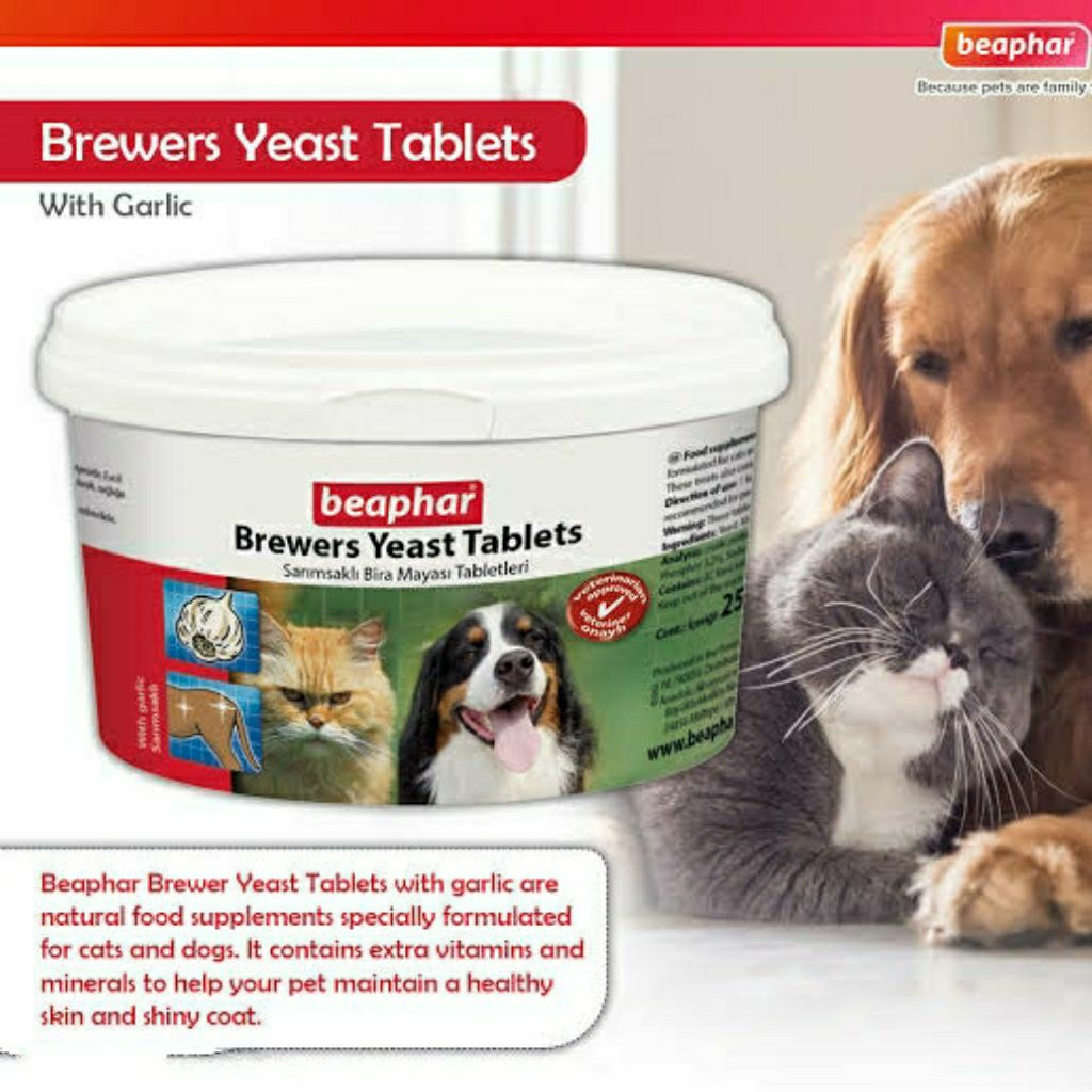Beaphar Brewers Yeast 250 Tablets Cat Dog Vitamin Bulu & Kulit Kucing