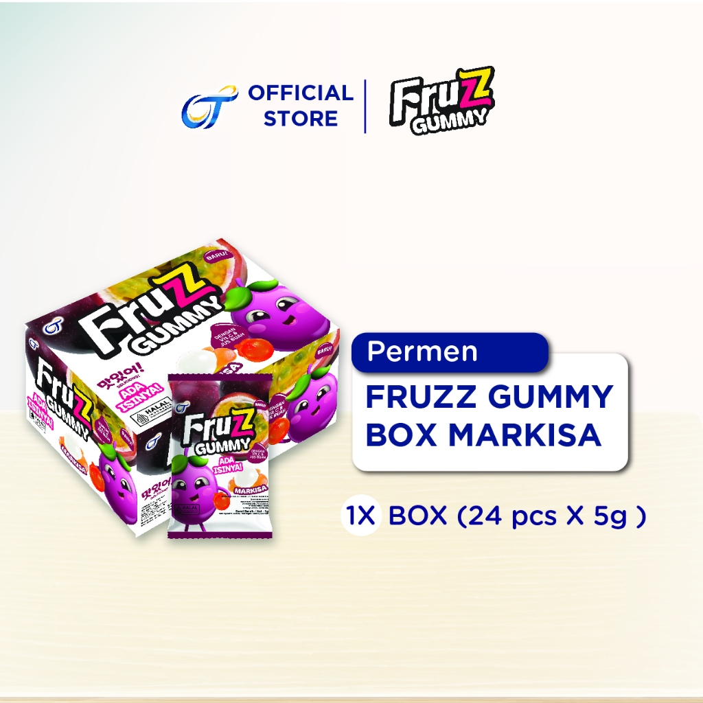 

Fruzz Gummy Permen Kenyal Rasa Markisa - [1 Box Isi 24pcs]
