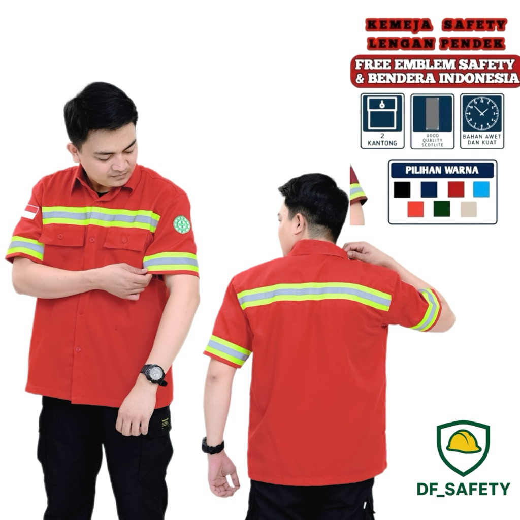 Kemeja safety lengan pendek baju safety lengan pendek seragam kerja lengan pendek