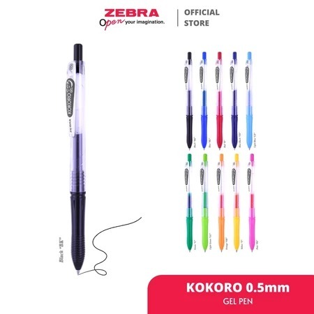 

ZEBRA Kokoro Pulpen Gel 12 Warna Colorful 0.5mm Retractable Gel Pen Pigment Gel Ink