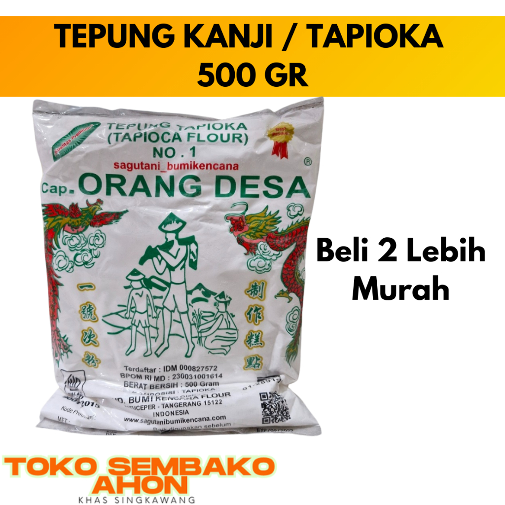 

Cap Orang Desa Tapioka / Tepung Kanji 500gr / Tepung Tapioka Cap Orang Desa / Tepung Kanji Murni / Tepung Aci / Tepung Kanji Halus / Tepung Aci Untuk Cireng / Tepung Sagu / Tepung Tapioka Kualitas Bagus