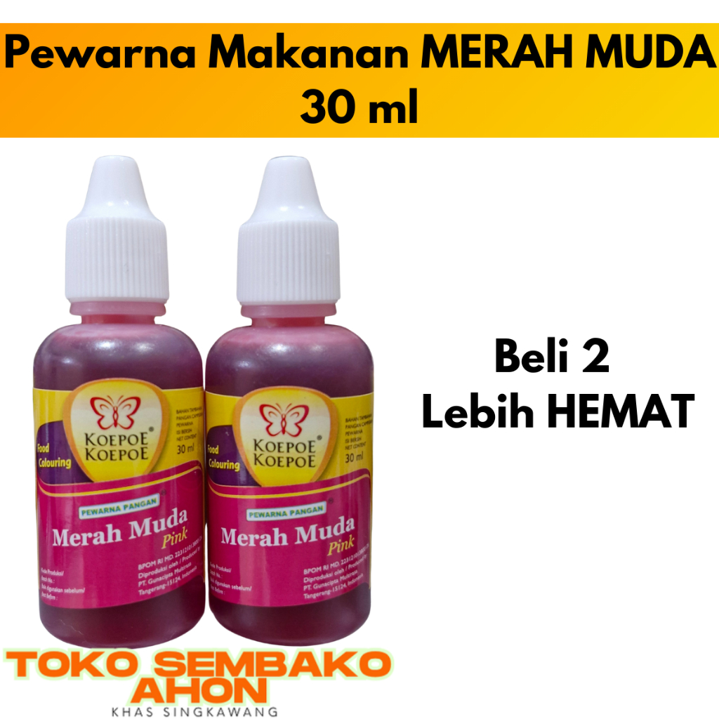 

Koepoe Koepoe Pewarna Makanan MERAH MUDA / MERAH ROSE 30ml / Pewarna Makanan Pink / Koepoe Koepoe Food Coloring Red Pink