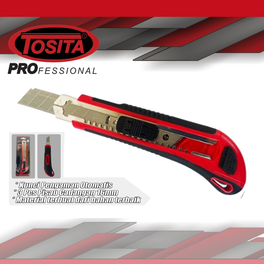 

Cutter Multifungsi TOSITA – Pisau Cutter 16mm Otomatis + 3 Cadangan