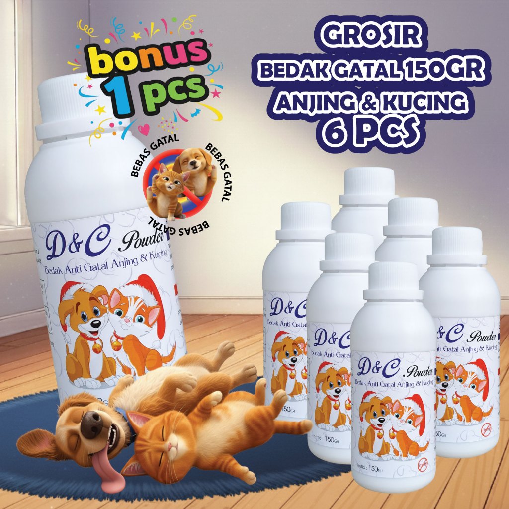 D&C Grosir Bedak Anti Gatal Anjing & Kucing 6 Pcs - 150 Gr