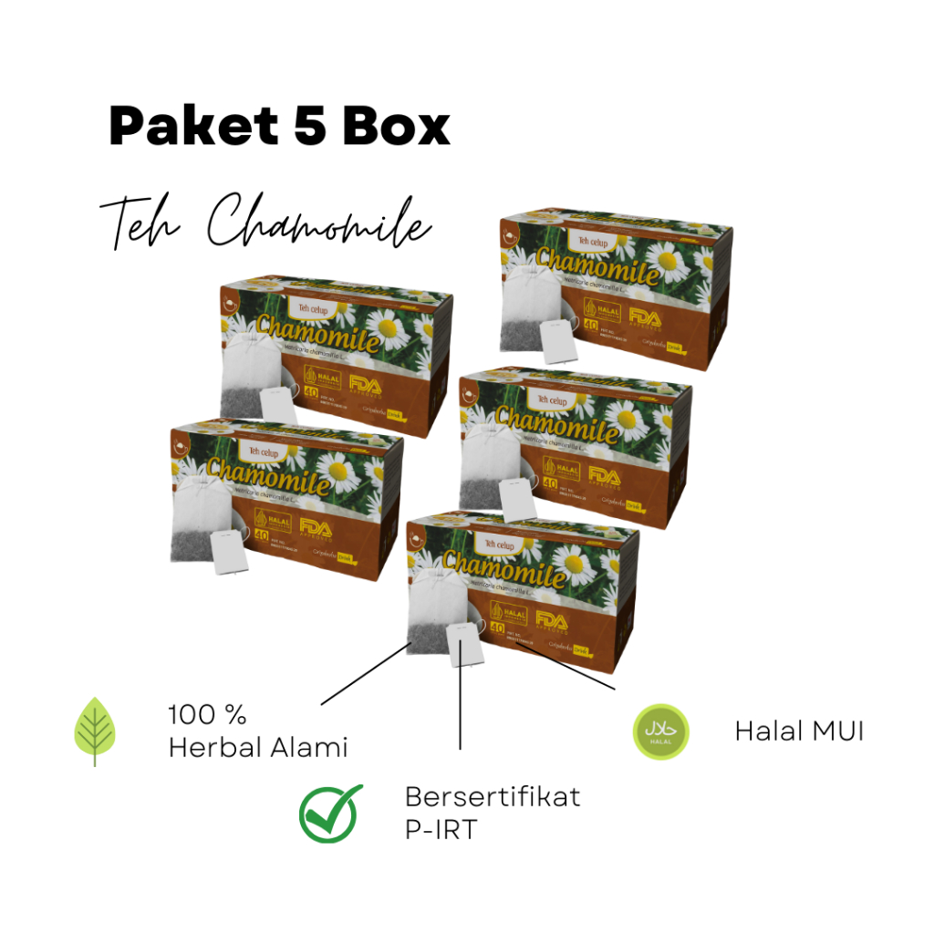 

Teh Herbal Bunga Chamomile Isi 20 Kantong Celup Original Griya Herba Halal