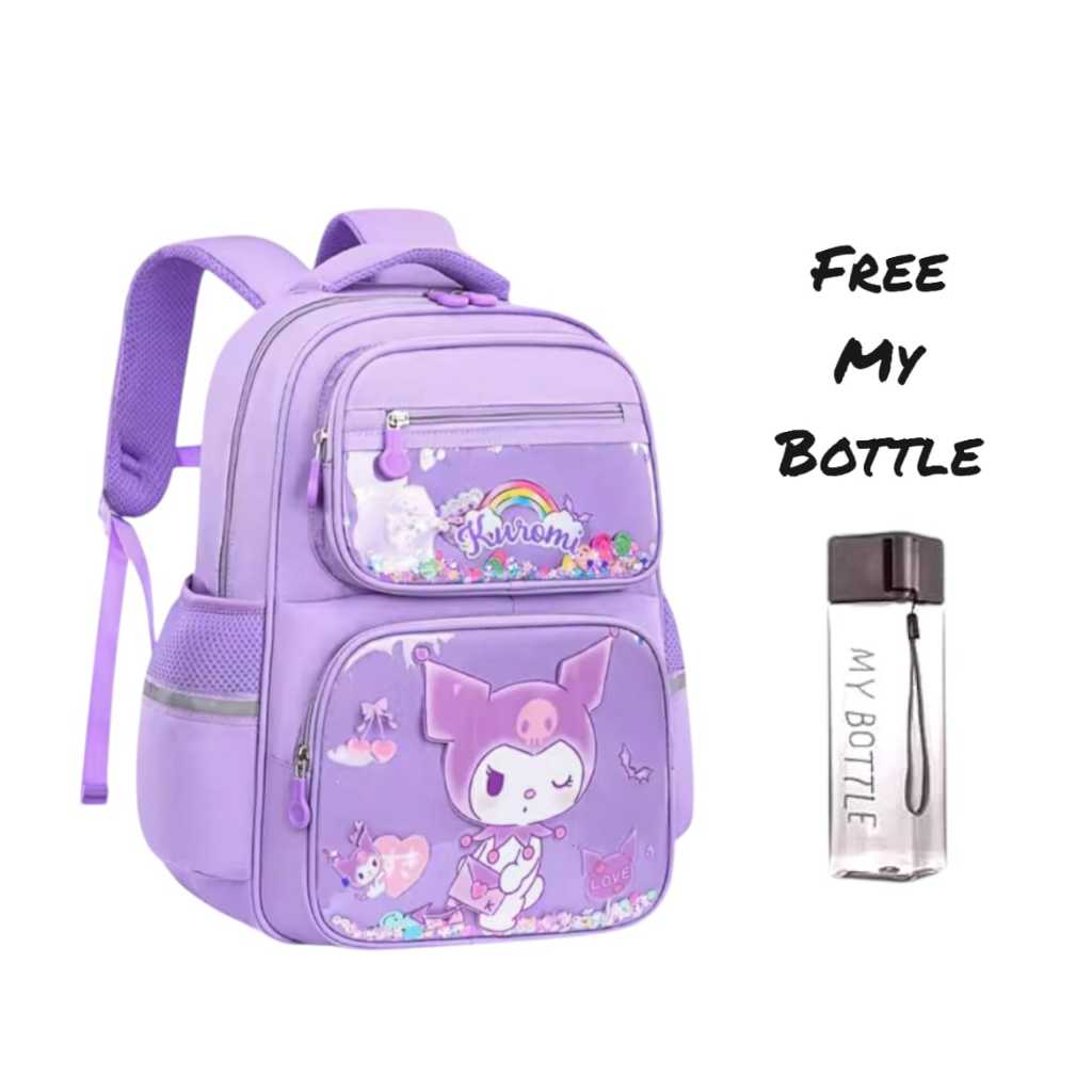 Tas Sekolah Anak Cewek TK SD Karakter My Melody Warna Pink Cantik Anti Air Muat Banyak + Bonus Botol