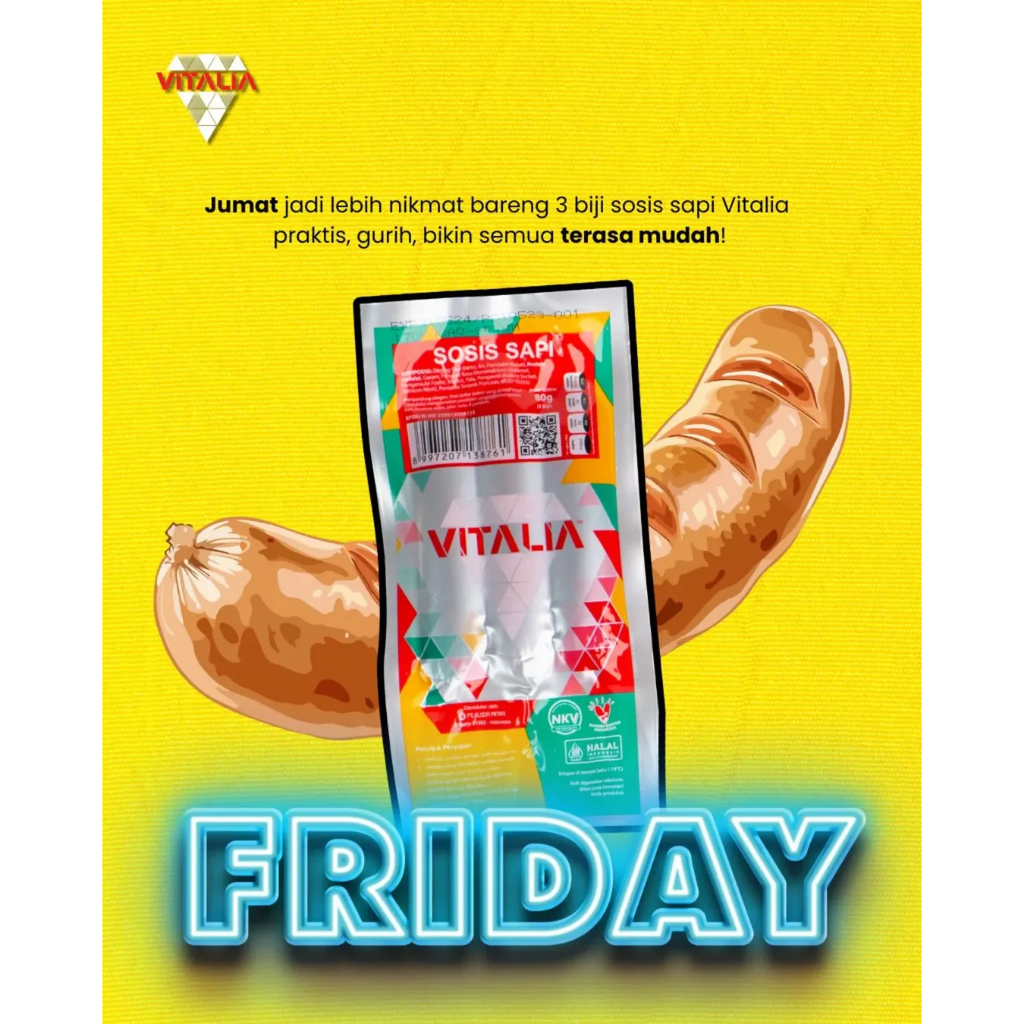 

VITALIA Sosis Ayam 450gr isi 14pcs - Sosis Sapi 450gr isi 15pcs ECO - Kheiza Frozen