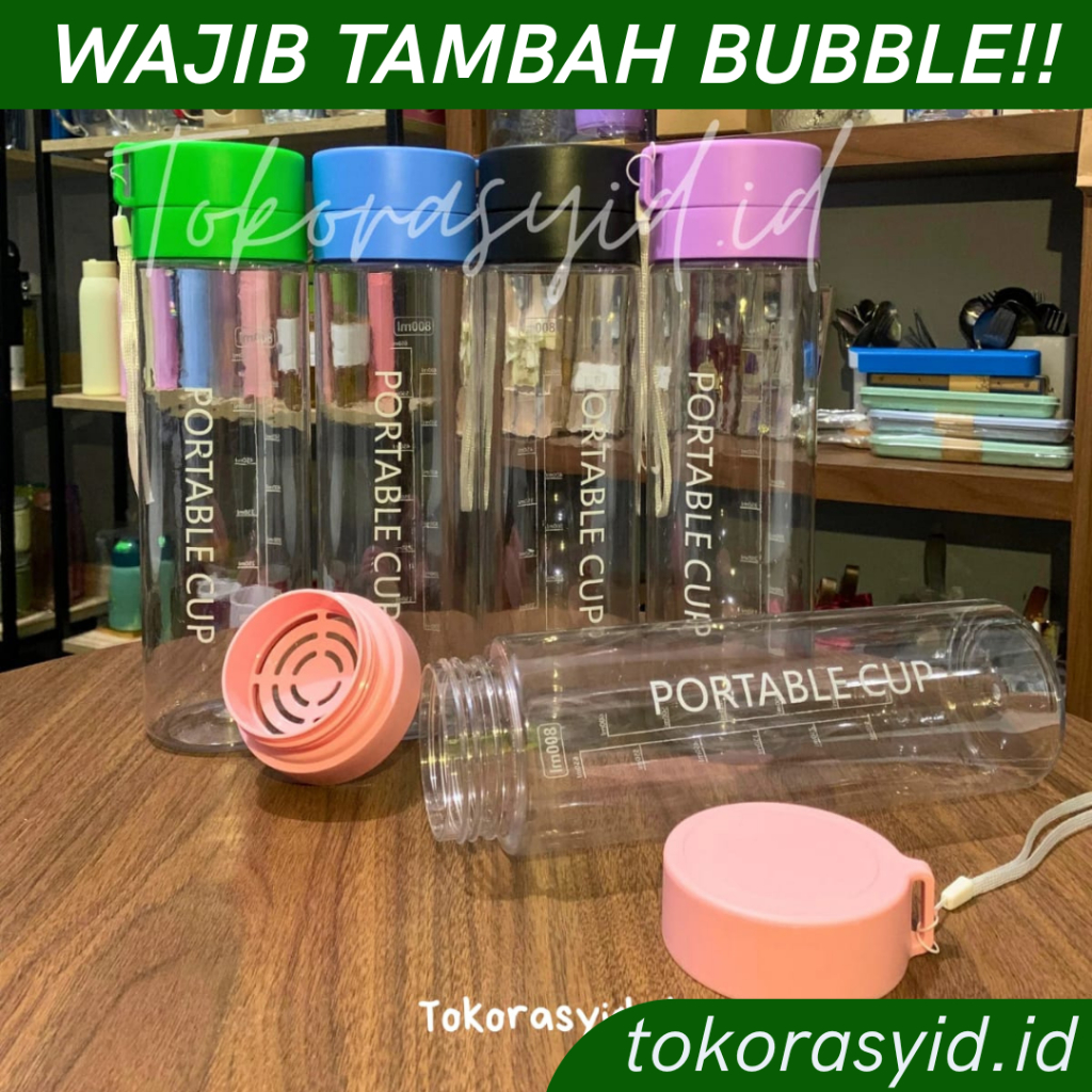BOTOL MINUM VIRAL Portable cup Tumbler Plastik 600ML Dengan saringan FREE Tali RANDOM GROSIR