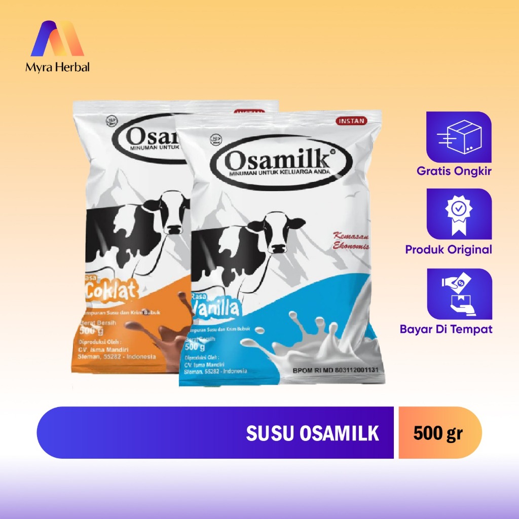 

Susu Sapi Bubuk Osamilk Rasa Cokelat dan Vanila Penambah Berat Badan isi 500 gr